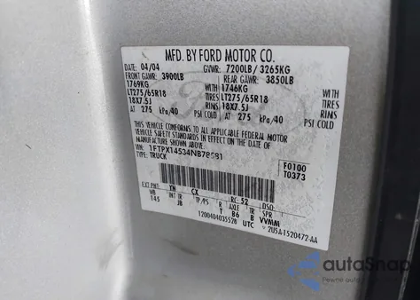 2004 Ford F-150 Fx4/Lariat/Xl/Xlt from USA, damaged, VIN 1FTPX14534NB78581